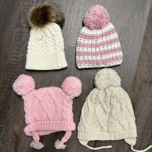 Infant Baby Girls Beanie / Winter Hats 4-Pack Bundle NWOT - Picture 2 of 8